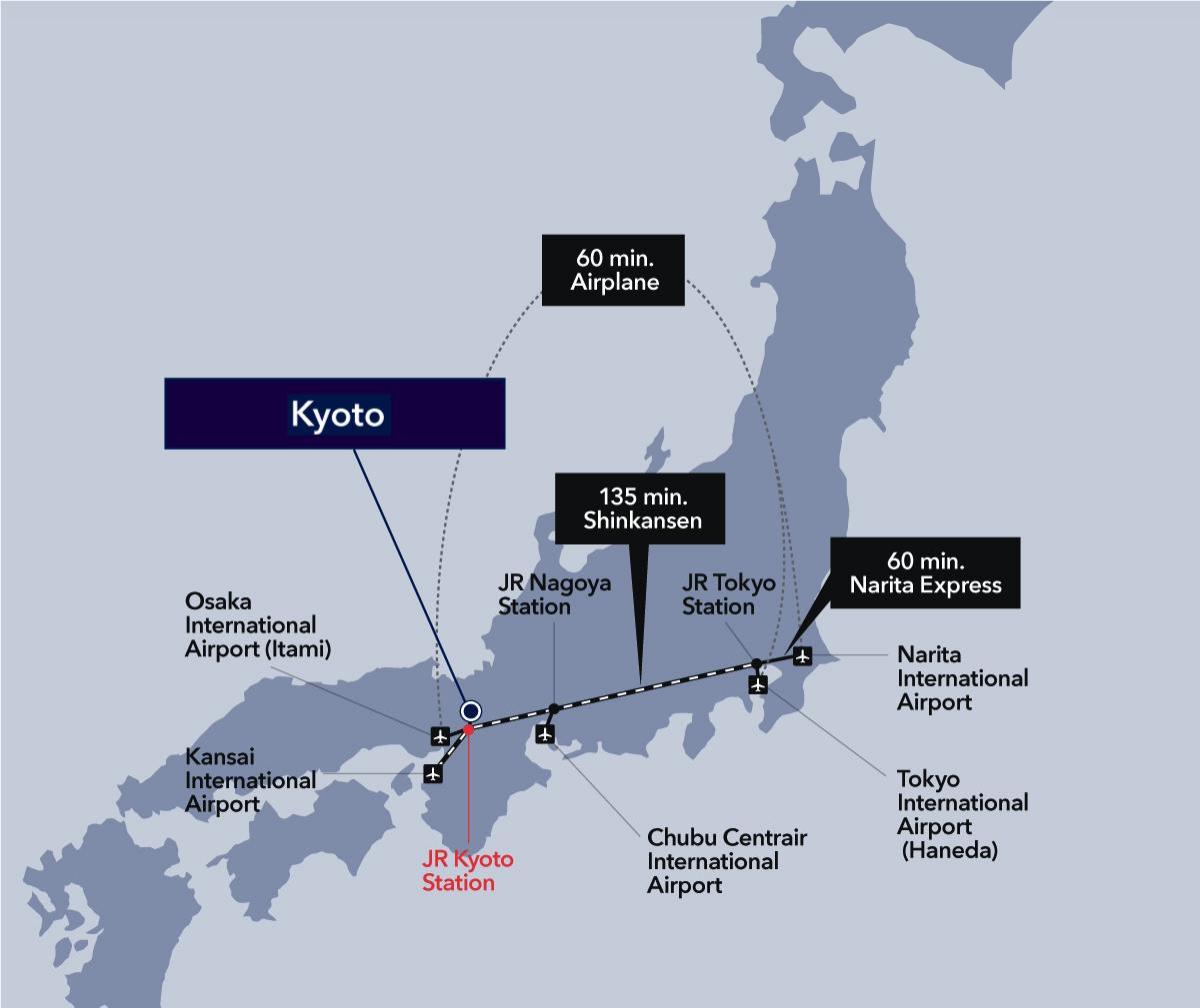 Karte der Kyotoer Flughäfen