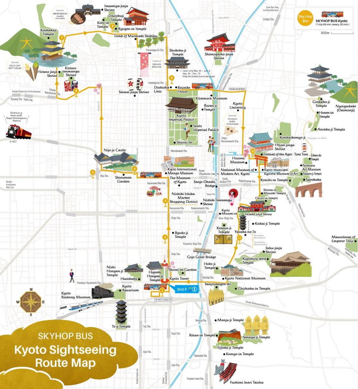 Kyoto Hop On Hop Off Bustouren Karte