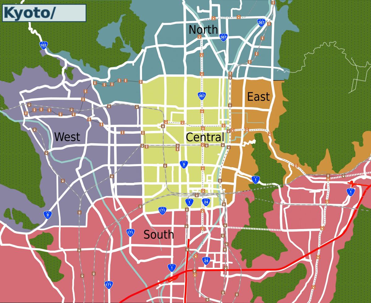 Karte der Kyotoer Stadtteile